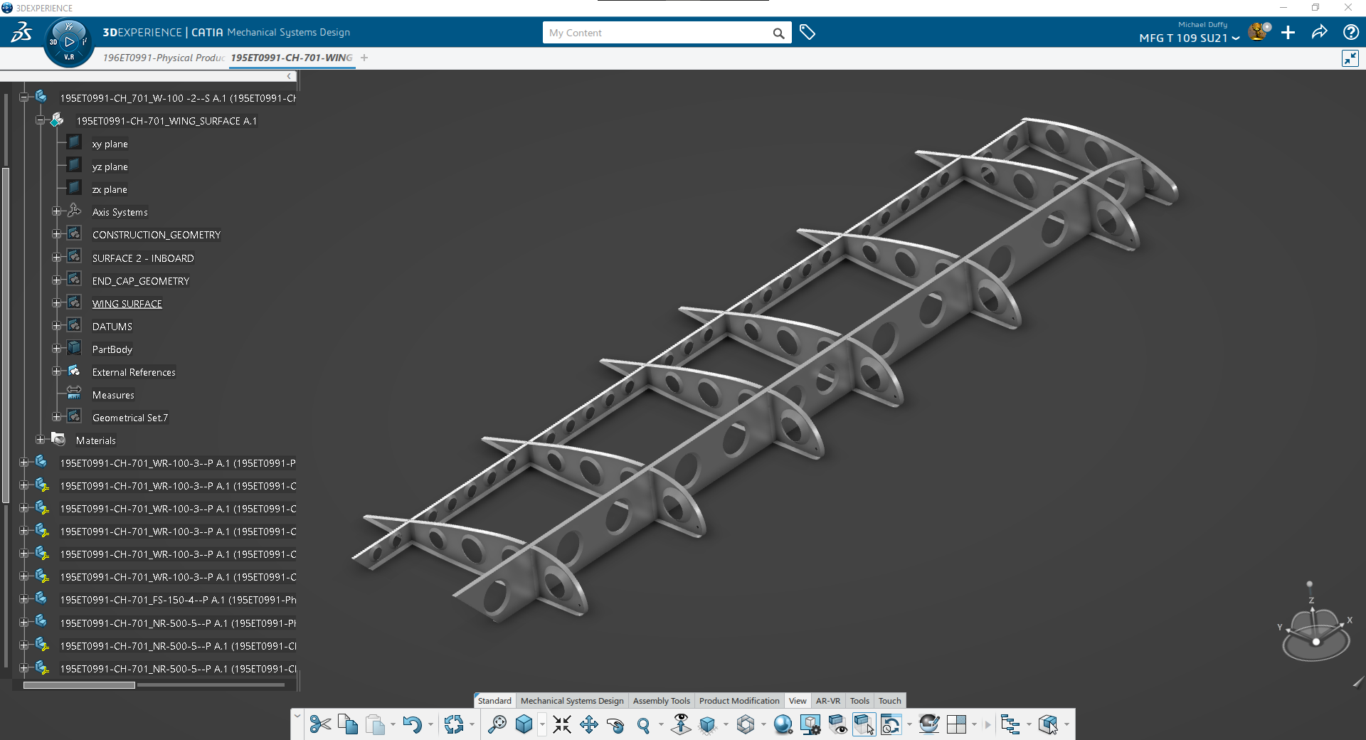 Isometric view of Wing Assembly Structure.