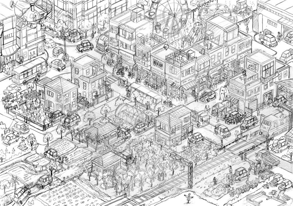 Concept pencil sketch for an advertising campaign
