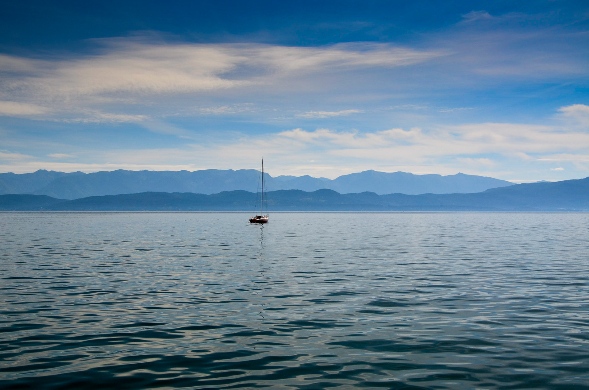 Boat on Flathead Lake from Lakeside, Montana