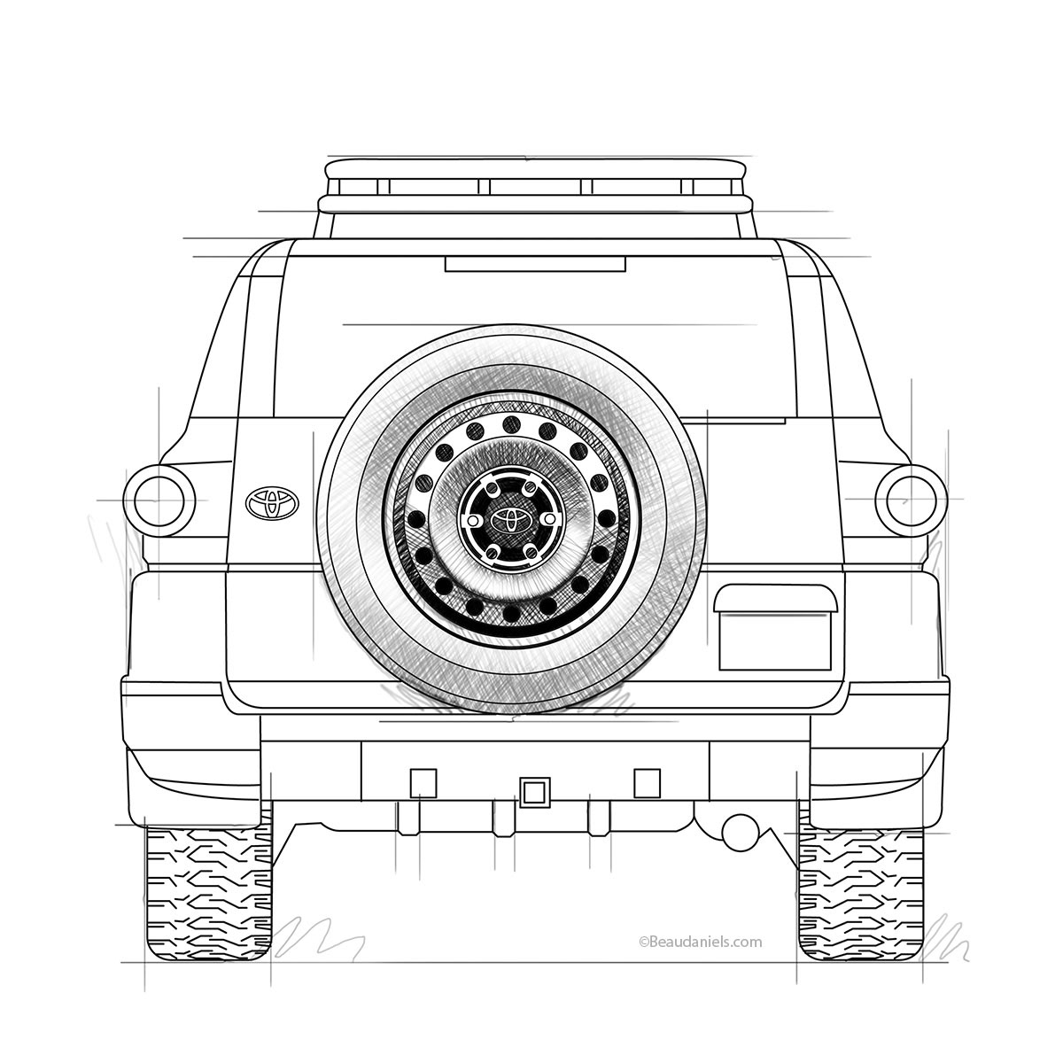 Technical illustration, Beau and Alan Daniels. - Toyota FJ Cruiser project.