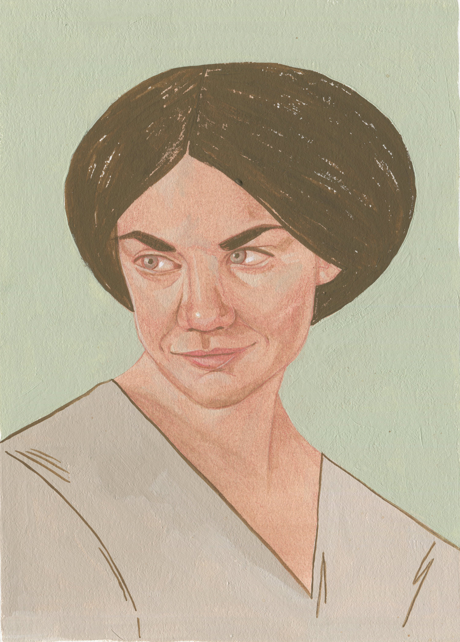 Ruth Wilson as Jane Eyre - colored pencil, gouache, acrylic