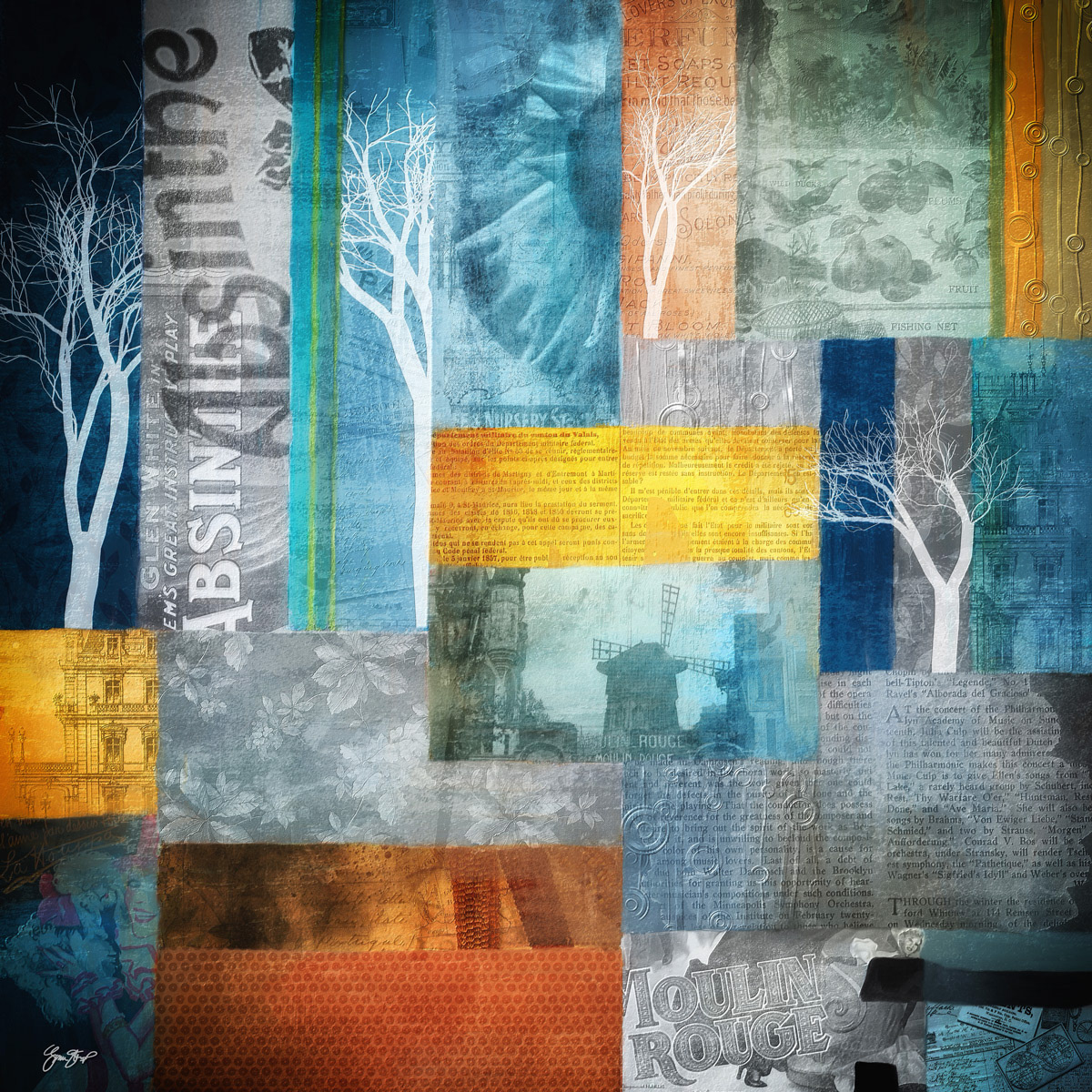 Mixed media collage art by Gina Startup