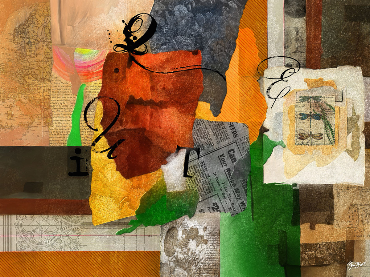 Mixed media collage art by Gina Startup