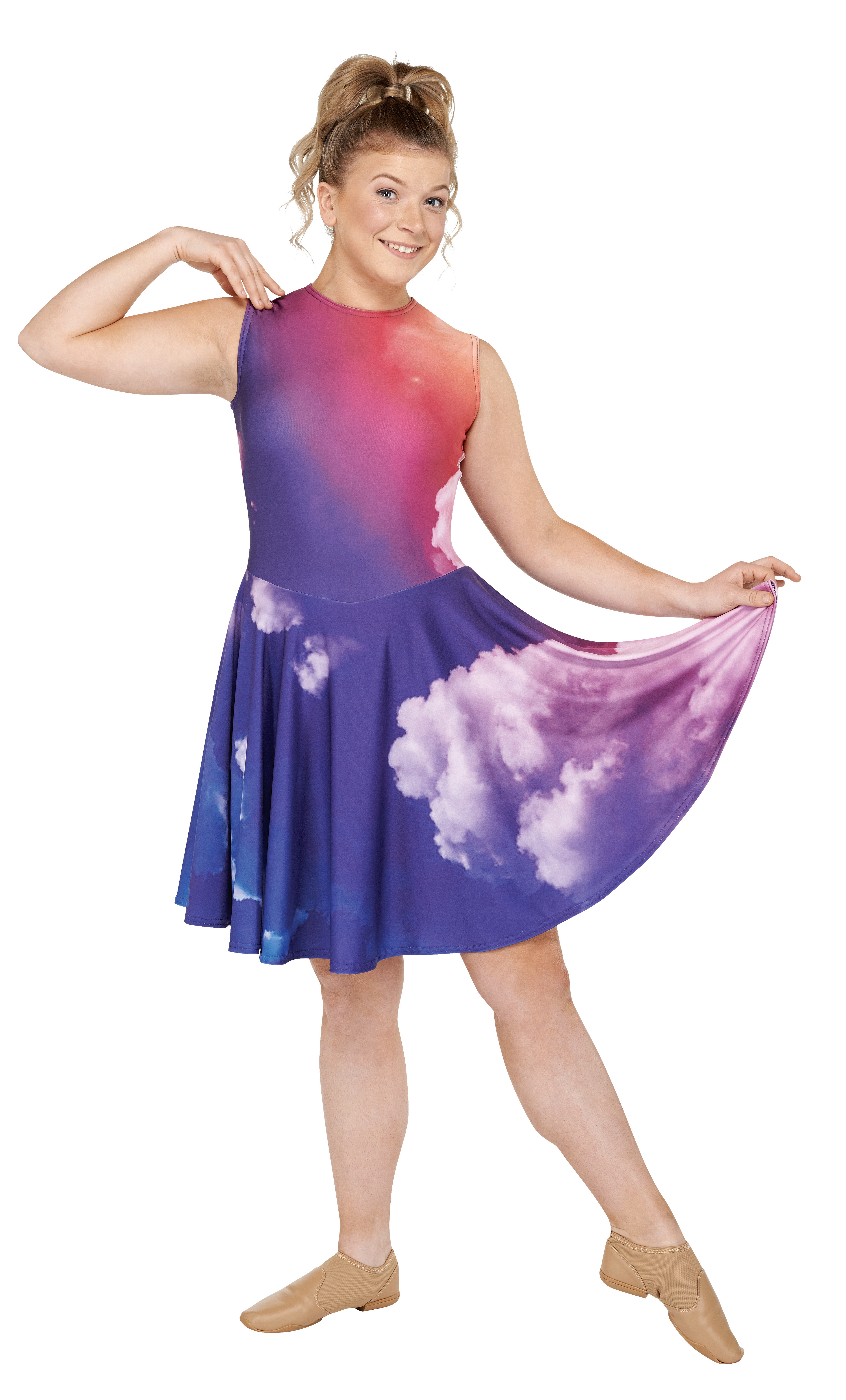 unitard, boy short, short circle skirt