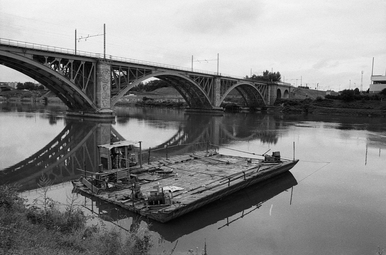 Railway bridge on Drava river, Maribor, Slovenia, 2015