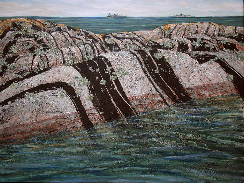 Shoal Striations #2, 2018 - 3x4’, acrylic mixed media on canvas
